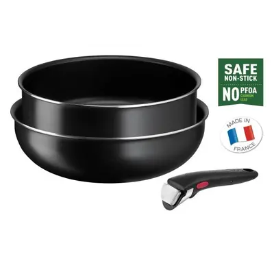 Set piese Tefal Easy Cook & Clean, wok cm, cratita cm, maner