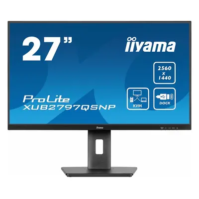 Monitor IPS LED Iiyama 27" XUB2797QSNP-B1, QHD (2560 x 1440), HDMi, DisplayPort, Boxe, Pivot, Hz