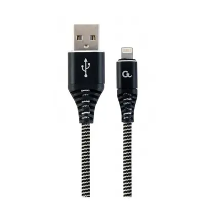 Cablu de date Gembird Premium Cotton Braided, USB 2.0 - USB-C, 1m, Negru