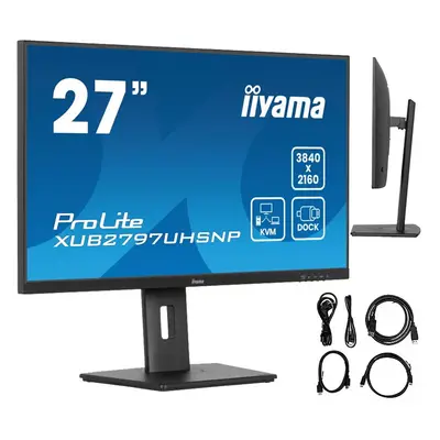 Monitor IPS LED Iiyama 27" XUB2797UHSNP-B1, UHD (3840 x 2160), HDMI, DisplayPort, Boxe, Pivot, (