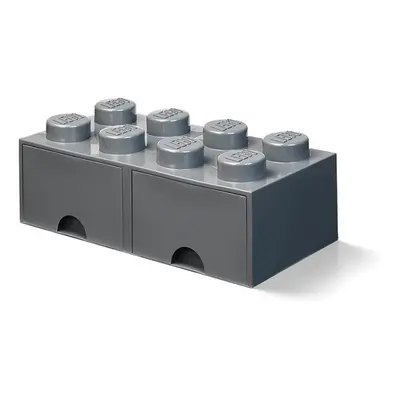 Cutie depozitare LEGO 2x4 cu sertare, gri inchis