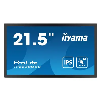 Monitor IPS LED Iiyama, 21.5" TF2238MSC-B1, Full HD (1920 x 1080), HDMI, DisplayPort, Boxe, Touc