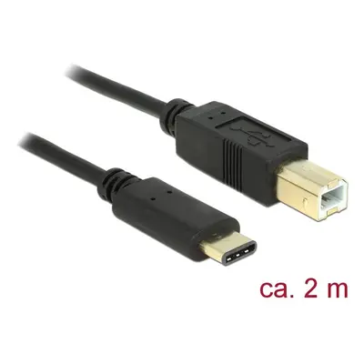 Delock Cable USB Type-C 2.0 male > USB 2.0 Type-B male 2m black