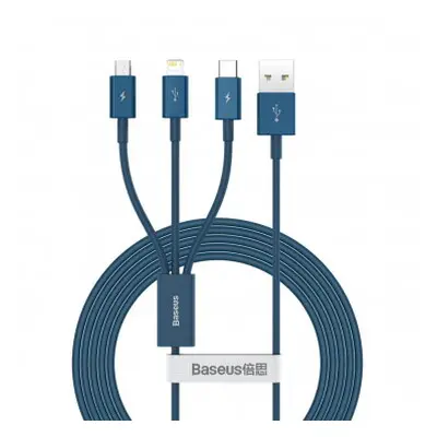 Cablu de date, Baseus, in 1, Usb - Lightning / Usb Tip C / Micro Usb, 3.5 A, 1.5 M, Albastru