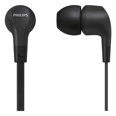 Casti Audio In-Ear Philips, TAE1105BK/00, cu fir, Microfon, Negru