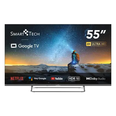 Televizor Smart Tech 55UG02V, cm, UHD 4K Google TV, Wi-Fi, Bluetooth, Dolby Audio, Negru