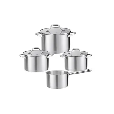 Set oale, 7 piese din inox, compus din 3 x oale, 1x cratita cu coada si 3 x capace sticla ZILAN 