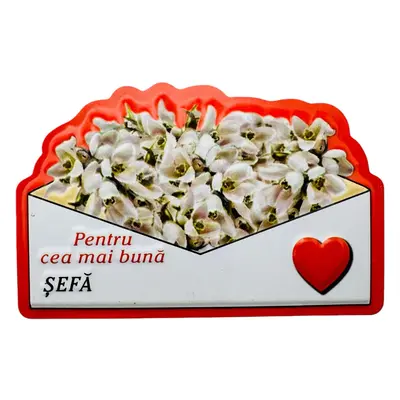 Magnet En-gros, Aranjament cu Ghiocei " Pentru cea mai buna SEFA" 10×7cm