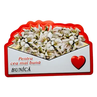 Magnet En-gros, Aranjament cu Ghiocei " Pentru cea mai buna BUNICA" 10×7cm