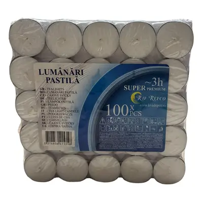 Lumânări pastila Engros, albe, set 100 buc