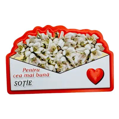 Magnet En-gros, Aranjament cu Ghiocei " Pentru cea mai buna SOTIE" 10×7cm