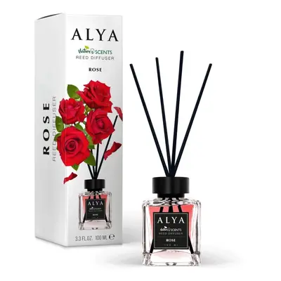 Odorizant de Cameră cu Bețișoare Alya, aromă Rose/Trandafir, difuzor de parfum elegant pentru ca