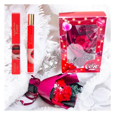 Set Martisor engros cu parfum 30 ml + aranjament flori sapun E229