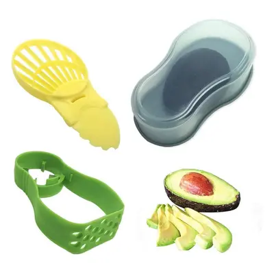 Recipient de Depozitare Avocado 5in1, Etans, pentru Frigider, din Plastic, Dispozitiv de Taiat, 