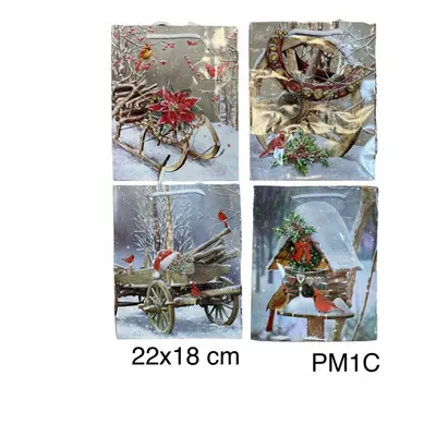 Pungi din hartie cerata cu specific de Craciun, diverse modele, dimensiuni: 22x18 cm , Model PM 