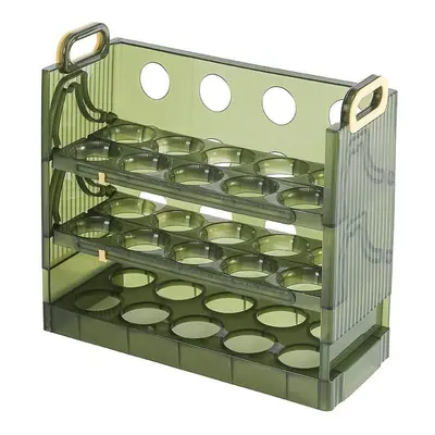 Suport Organizator pentru Oua, pentru Frigider, Verde transparent, Capacitate 30 oua, Trei strat