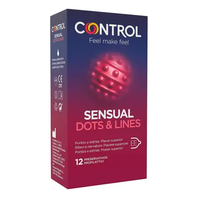 Prezervative cu striatii, CONTROL SENSUAL DOTS & LINES, 1 cutie x 12 buc