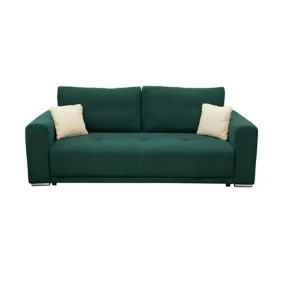 Canapea BERNA extensibila, 3 locuri, cu arcuri si lada depozitare, verde, 238x108x77 cm