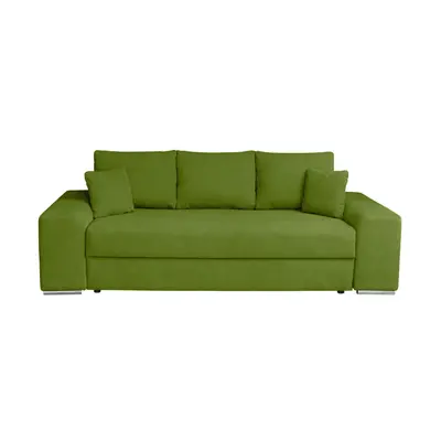 Canapea AMALIA II extensibila, 3 locuri, cu arcuri si lada depozitare, verde deschis, 252x105x78