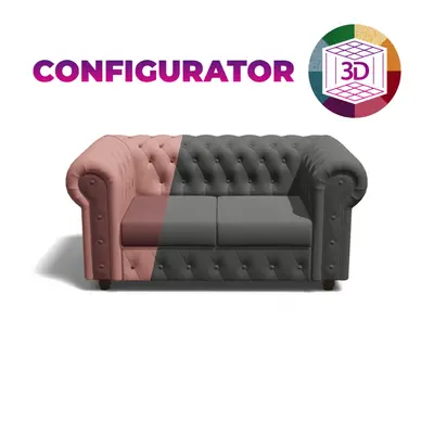 Canapea CHESTERFIELD extensibila, 2 locuri, cu arcuri, 168x90x80 cm, Configurator 3D