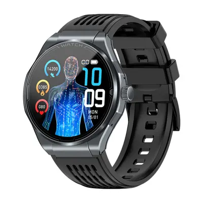 Smartwatch iSEN JA03 Gri, AMOLED 1.43 HD, Glicemie, Apel Bt, Apel SOS, Asist. vocala, Nivel radi