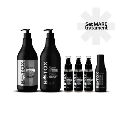 Set tratament regenerare par BOTOX Effect - Pro.Co - set BIG (sampon 1L + masca 1L + 3 fiole + l