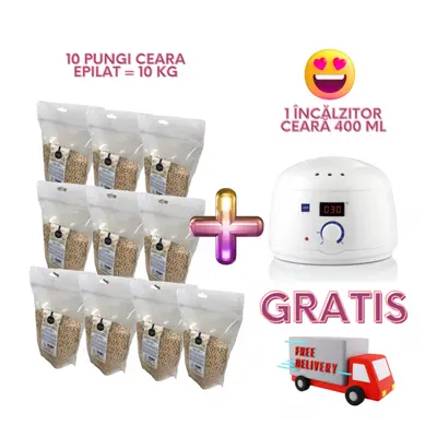 Oferta 10 pungi ceara perle CIOCOLATA ALBA + 1 incalzitor ceara 400ml GRATIS