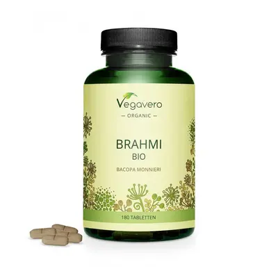 Vegavero Organic Bacopa Monnieri Brahmi, 750mg, 180 Tablete