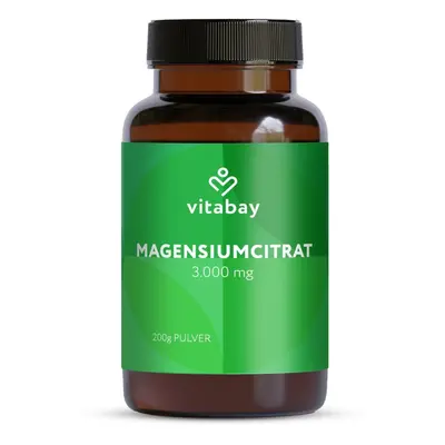 Magneziu Citrat pulbere 3000 mg - 200 grame vegan, Vitabay