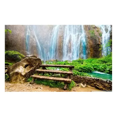 Fototapet Cascada cu bancuta 250 x 200