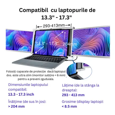 Monitor portabil LED pentru laptop 13.3