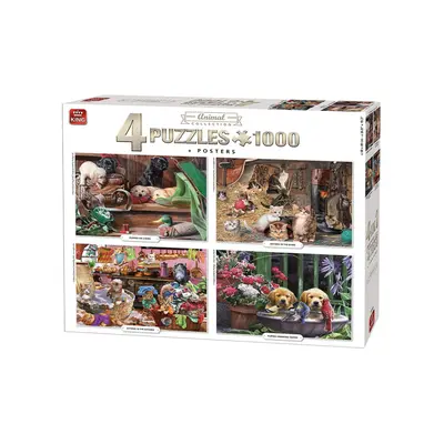 King Puzzle 4 buc * 1000 piese Animale