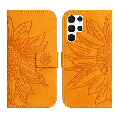 ART SUN FLOWER Husa portofel cu curea Samsung Galaxy S23 Ultra 5G galben