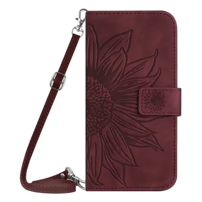 ART SUN FLOWER Husa portofel pentru Xiaomi Redmi 13C / Poco C65 burgundy