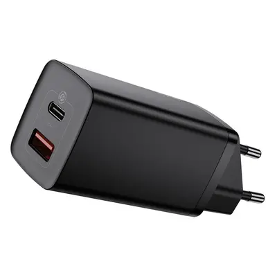 BASEUS GaN2 Lite GaN 65W Încărcător rapid USB + USB Type-C negru