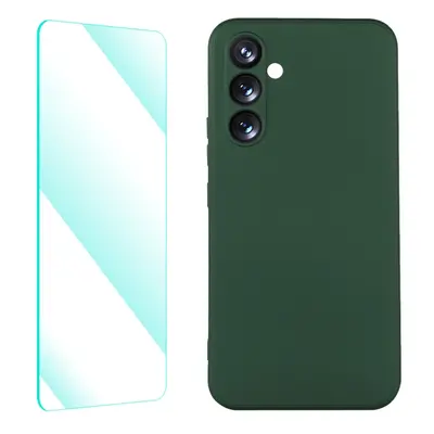 ENKAY SET Husa din silicon si sticla 2D Samsung Galaxy A54 5G verde inchis