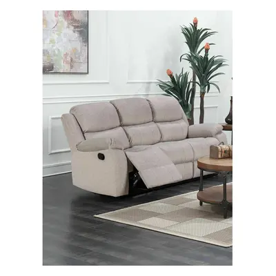 Canapea cu Recliner Tropez 3L, 208x100x94 cm, Stofa, Gri Deschis