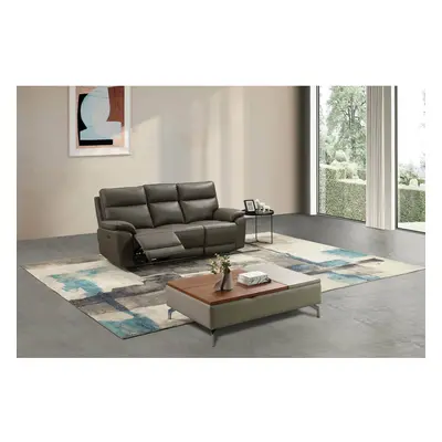 Canapea cu Recliner Electric Klause, 201x93x101 CM, Piele Naturala, Gri Maroniu