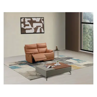 Canapea cu Recliner Electric Verso 2L, 156x95x100 CM, Piele Naturala, Cognac