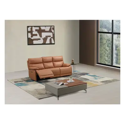 Canapea cu Recliner Electric Verso, 212x95x100 CM, Piele Naturala, Cognac