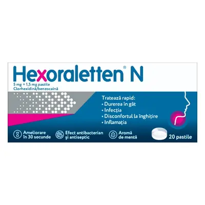 Hexoraletten N 5mg/1.5mg - 16 pastile de supt