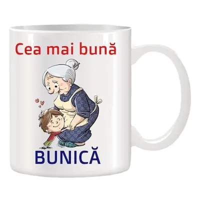 Cana alba ceramica personalizata Cea mai buna Bunica, 330 ml