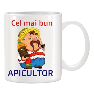 Cana alba ceramica personalizata Cel mai bun Apicultor, 330 ml