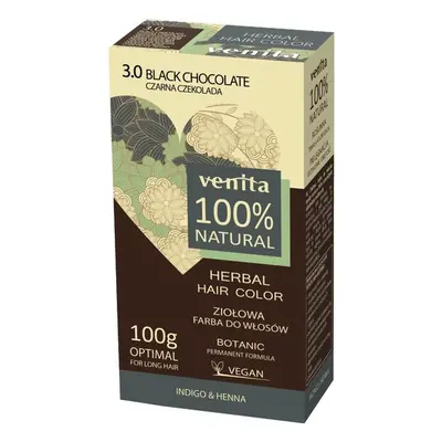 Vopsea de par bio, Nr. 3.0, Ciocolata Neagra, 100% Natural, 100g