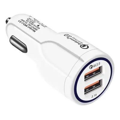 Incarcator Auto Dual 2 USB Techstar® Qualcomm Quick Charge 3.0 Adaptor 9V 2A Bricheta Alb