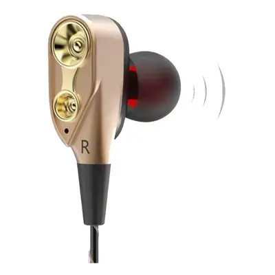 Casti cu fir Techstar® Roreta Aurii, Dual Drive, Microfon, Extra Bass, In ear, 3.5mm, Remote