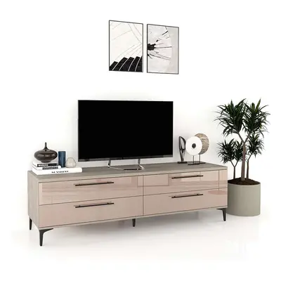 Comoda TV CUBO 180, 4 sertare, Italian, Oak, Cappuccino Gloss