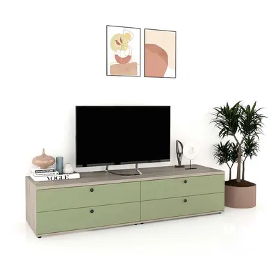 Comoda TV living CUBO 180, 4 sertare, Clasic, Oak, Pesto