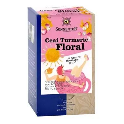 Ceai Turmeric Floral cu Trandafiri si Soc, 18 plicuri, Sonnentor