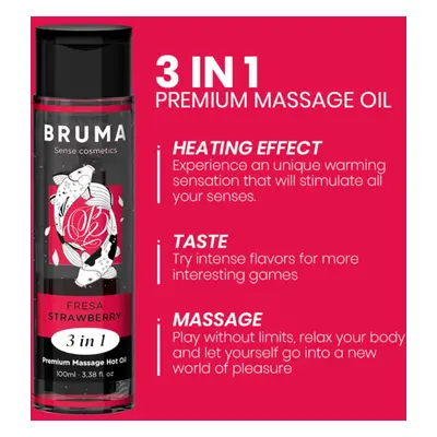 Ulei de Masaj 3 in 1 Bruma Premium Hot Oil, Aroma Capsuni, 100 ml